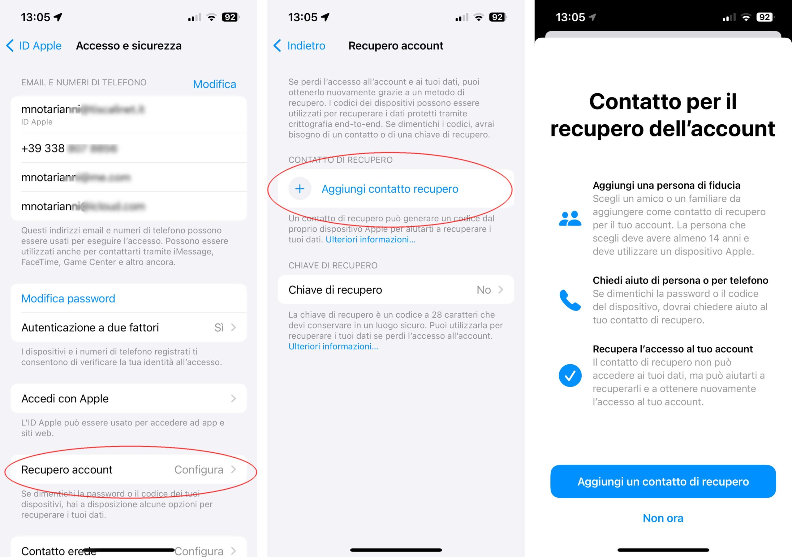 Come configurare un account di recupero, utile se dimentichiamo la password dell'ID Apple