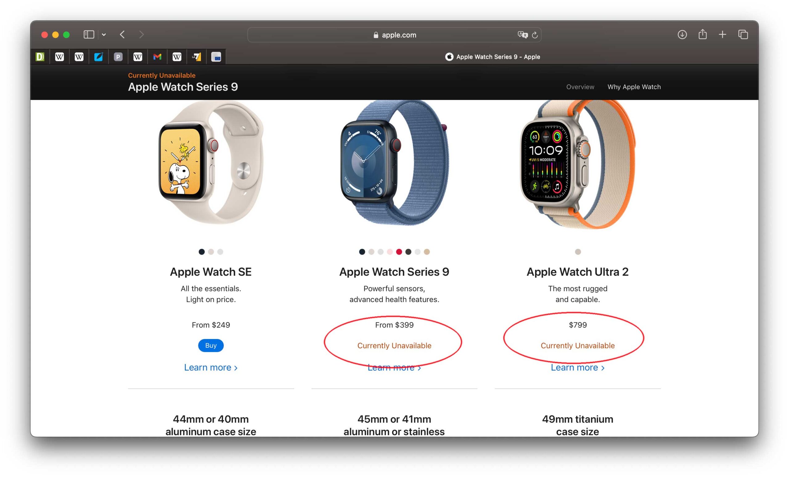 Apple Watch Series 9 e Ultra 2 non disponibili negli store americani