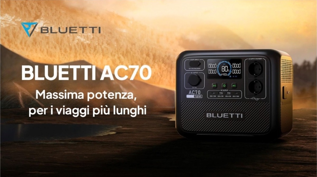 BLUETTI AC70, la stazione di alimentazione portatile si ricarica in 45 minuti