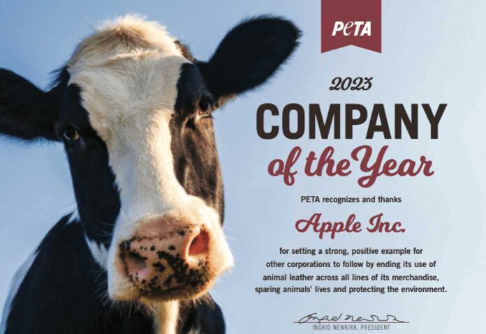 Apple è la società dell'anno 2023 per PETA
