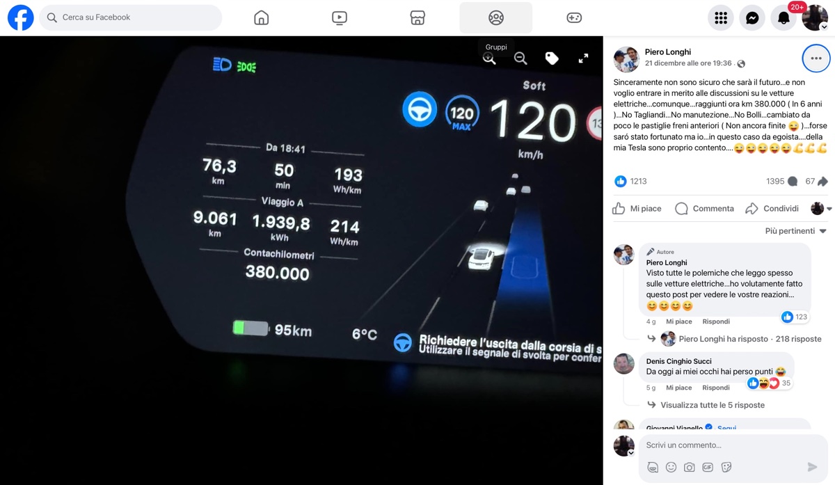 380.000 km in Tesla senza manutenzione, Piero Longhi incendia la rete