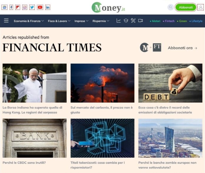Money.it e Financial Times insieme: ecco l'accordo di Syndication