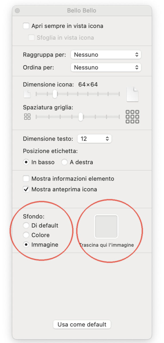 macOS, come impostare sfondi colorati per alcune finestre del Finder