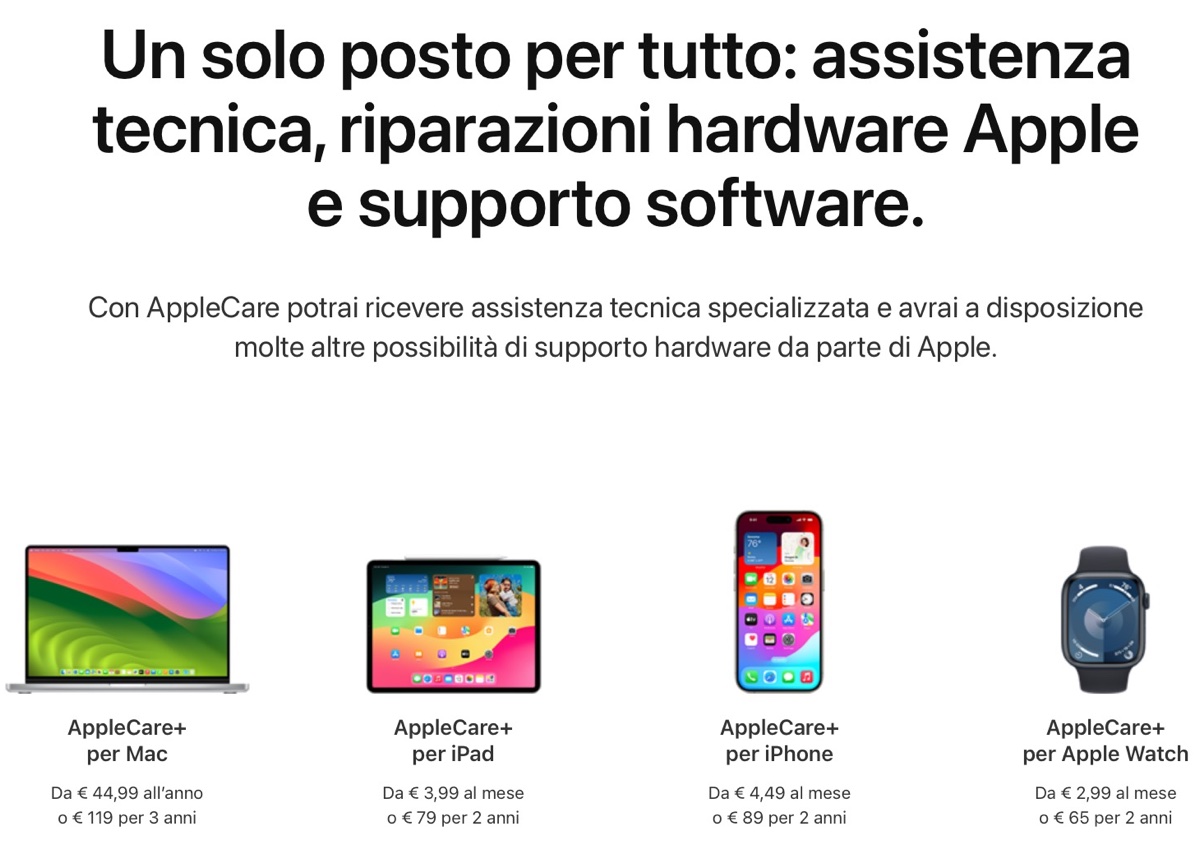Con macOS 14.3 e iOS 17.3 maggiori dettagli sulle coperture AppleCare