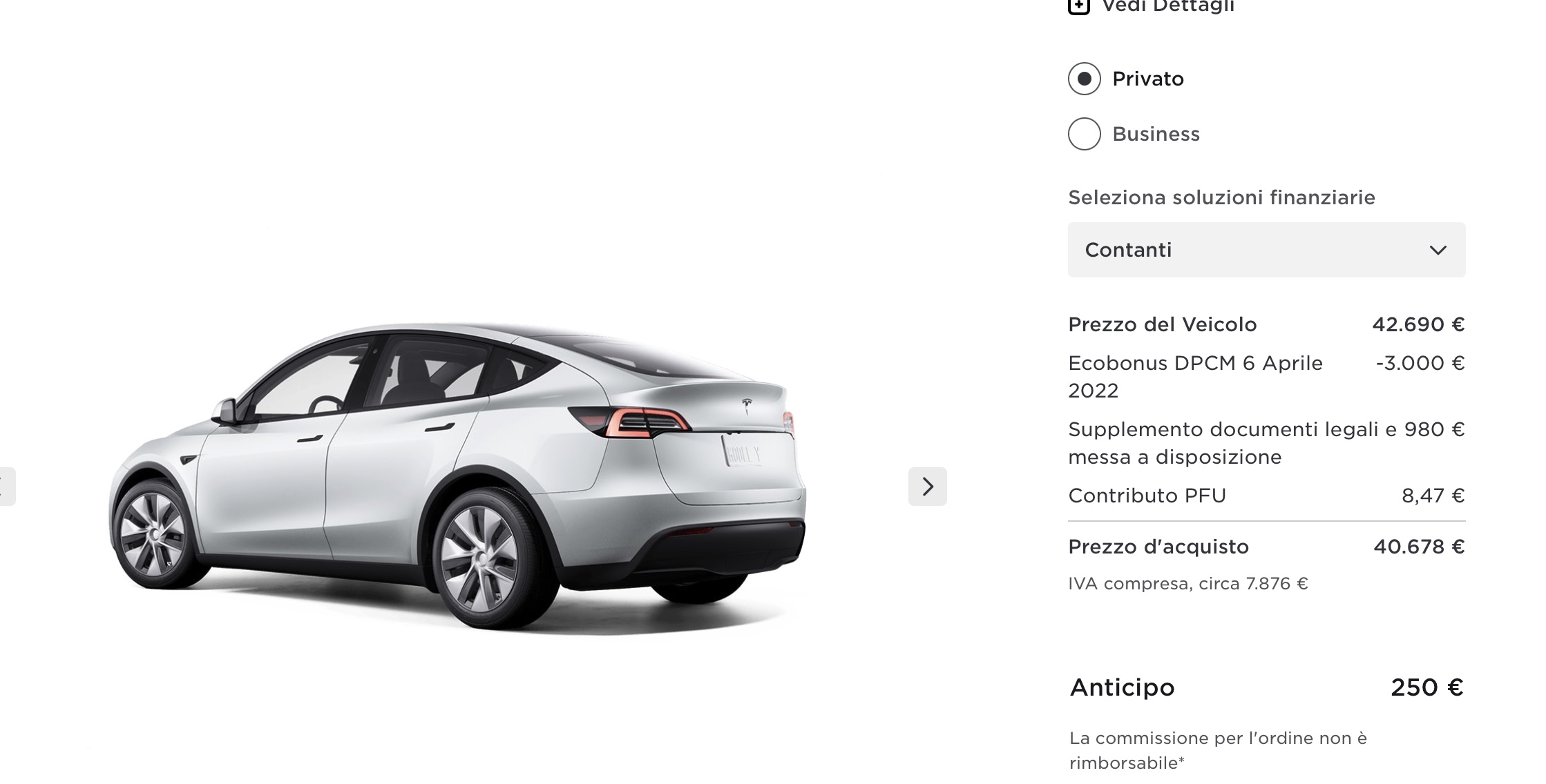 Tesla Model Y adesso costa meno e si compra con ecobonus