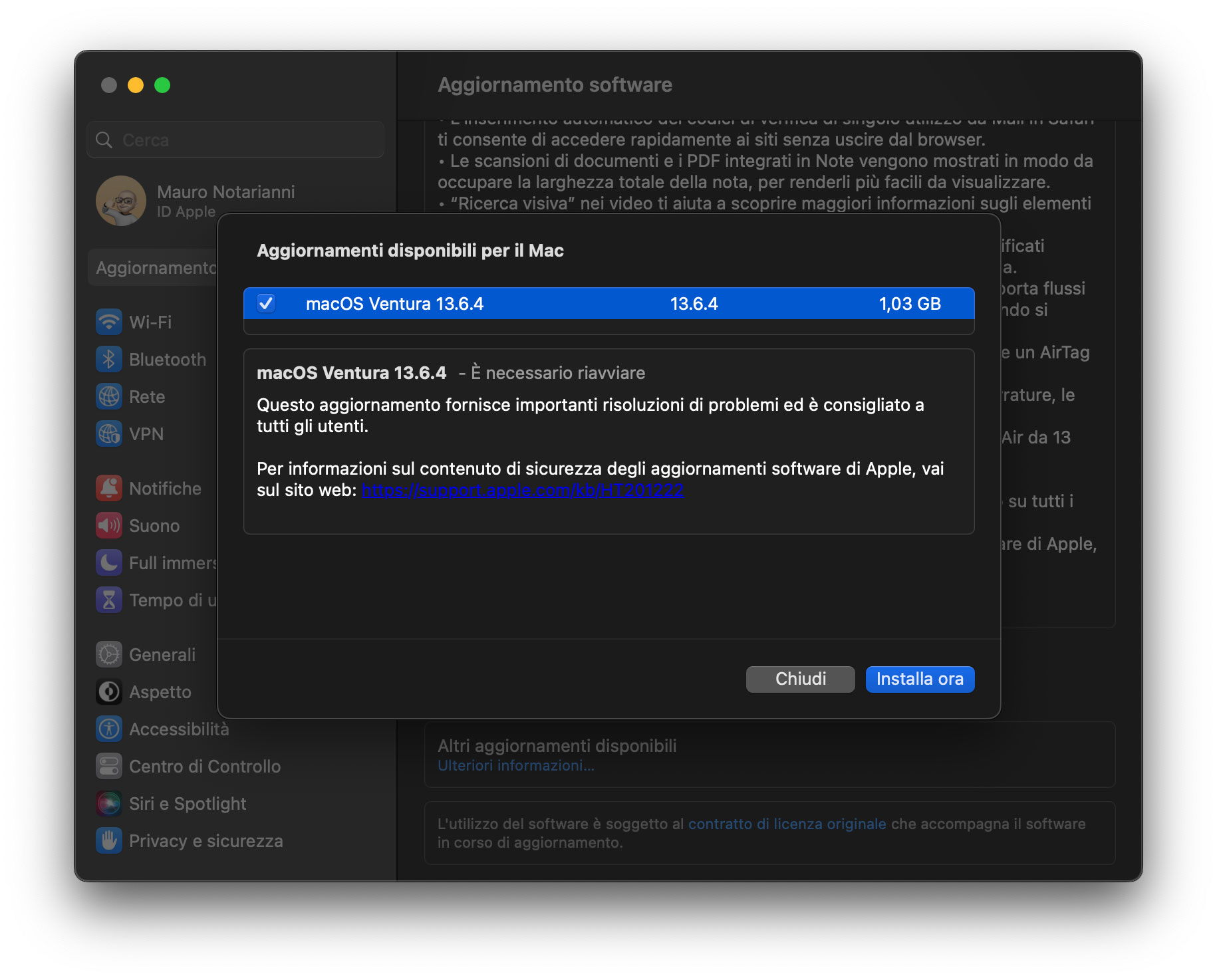 Rilasciati update a macOS Ventura 13.6.4 e macOS Monterey 12.7.3
