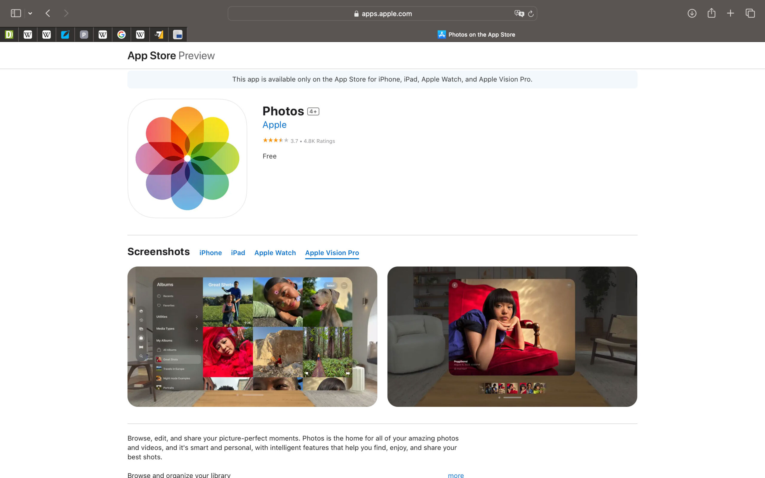 Le app per Vision Pro ora visibili da browser come Anteprima App Store