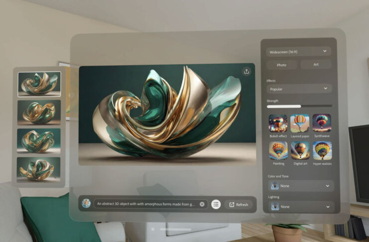 Adobe Firefly consente di creare immagini con l'AI da Vision Pro