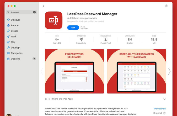 Un finto password manager si presentava come LastPass sull'App Store