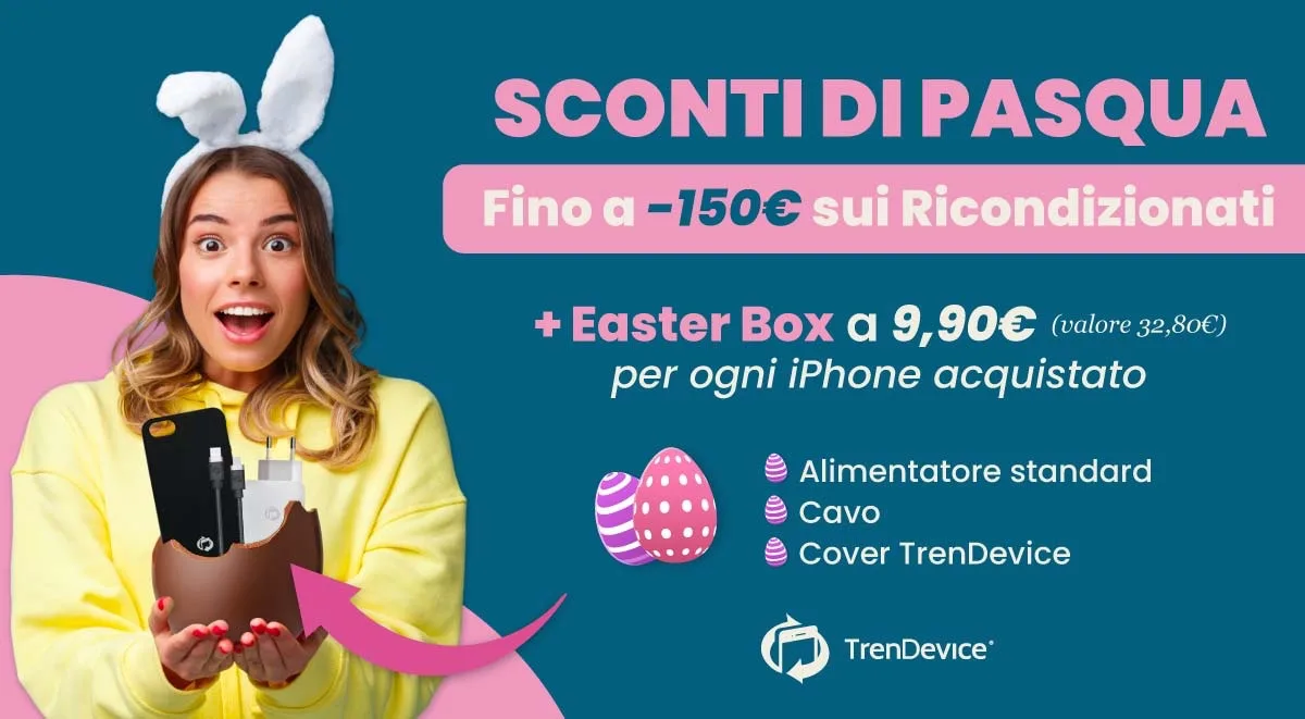 Sconti di Pasqua TrenDevice fino a -150€ su iPhone, iPad e Mac Ricondizionati