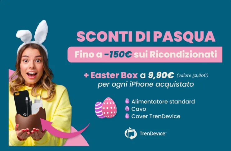 Sconti di Pasqua TrenDevice fino a -150€ su iPhone, iPad e Mac Ricondizionati