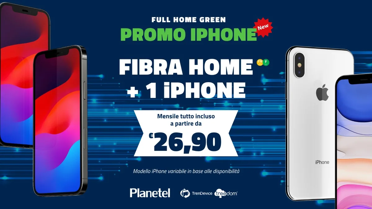 Fibra ottica con Device Ricondizionato incluso con Full Home Green di Planetel e TrenDevice