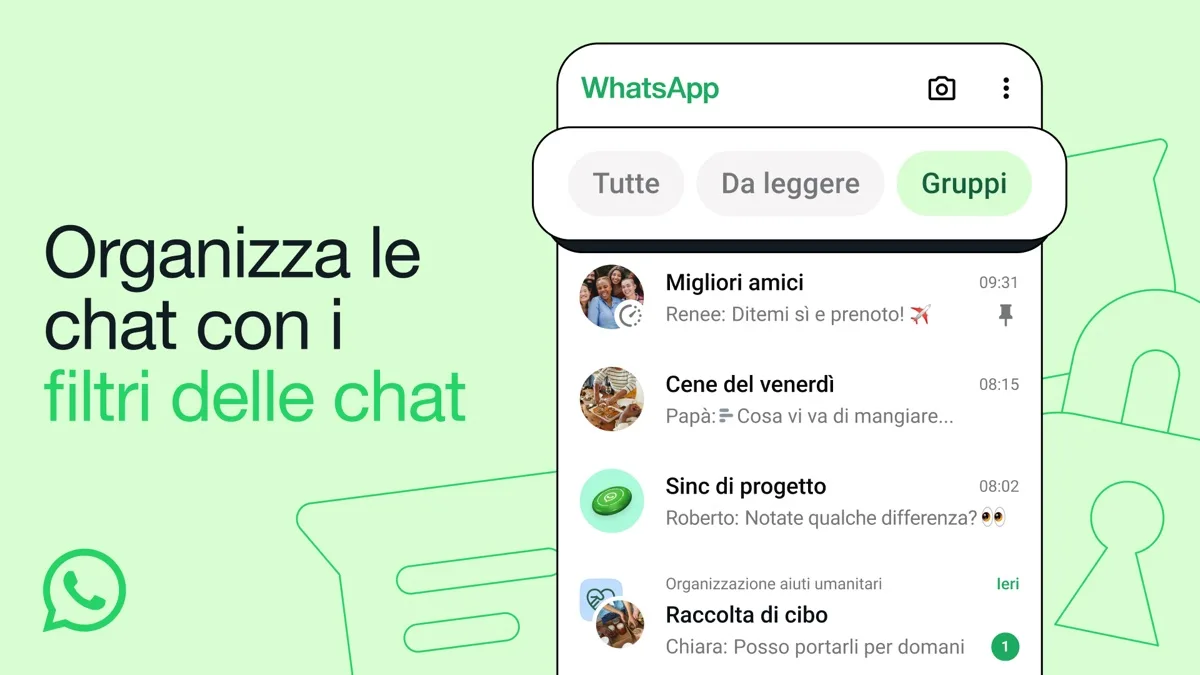 WhatsApp lancia i filtri delle chat per trovare tutto al volo