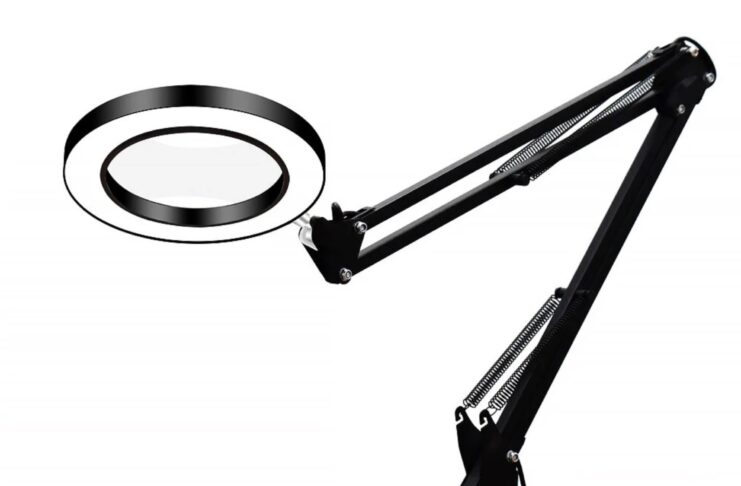 Lampada anulare DANIU da tavolo con lente d'ingrandimento incorporata