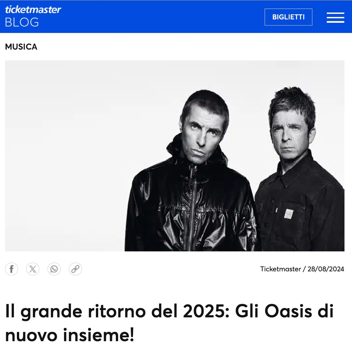 Concerto Oasis, Ticketmaster indagata per i prezzi dei biglietti Concerto Oasis, Ticketmaster indagata per i prezzi dei biglietti