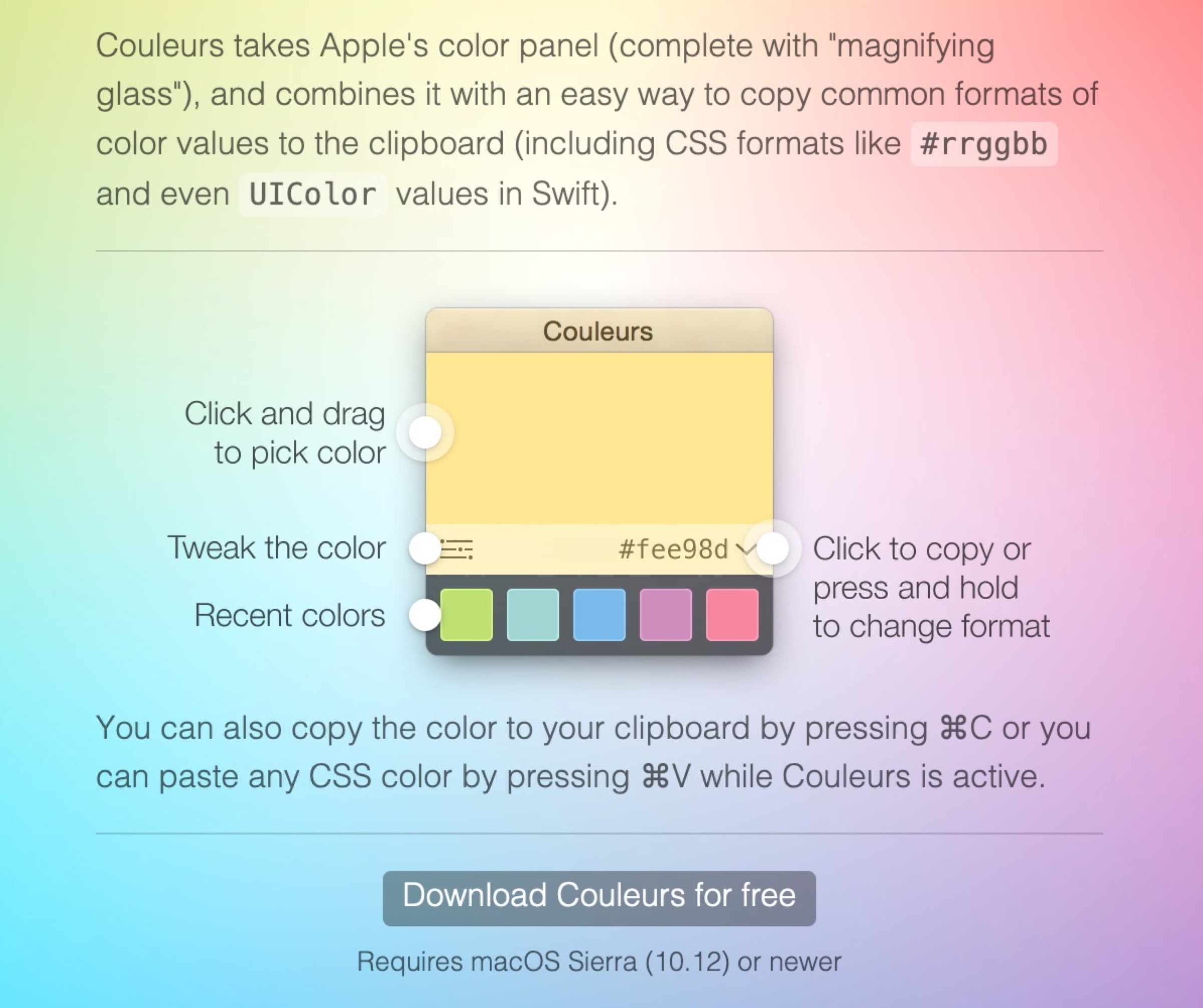 Couleurs è l'acchiappacolore per Mac come dovrebbe farlo Apple Couleurs è l'acchiappacolore per Mac come dovrebbe farlo Apple