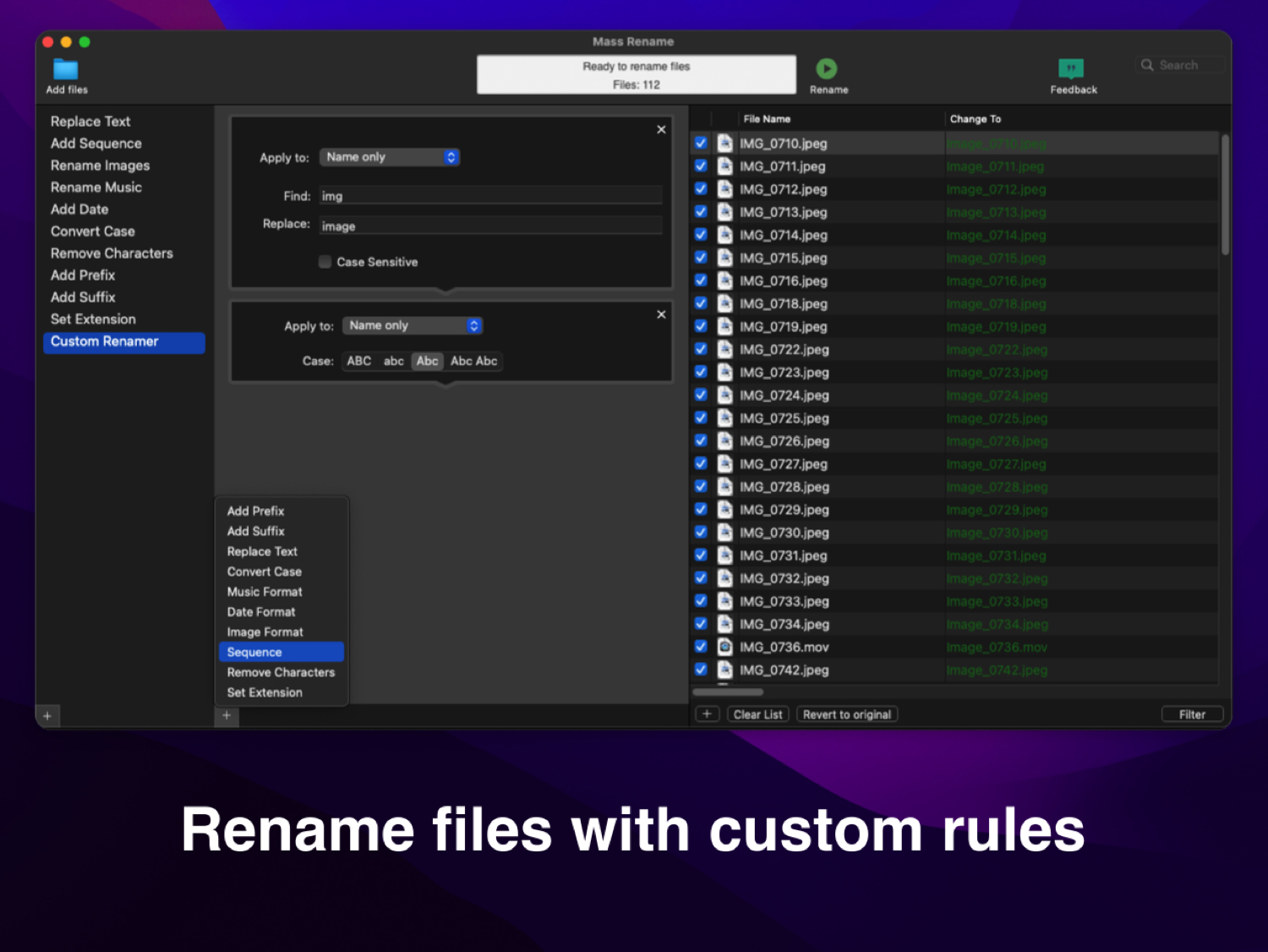Mass Rename rinomina quantità industriali di file con controllo completo Mass Rename rinomina quantità industriali di file con controllo completo