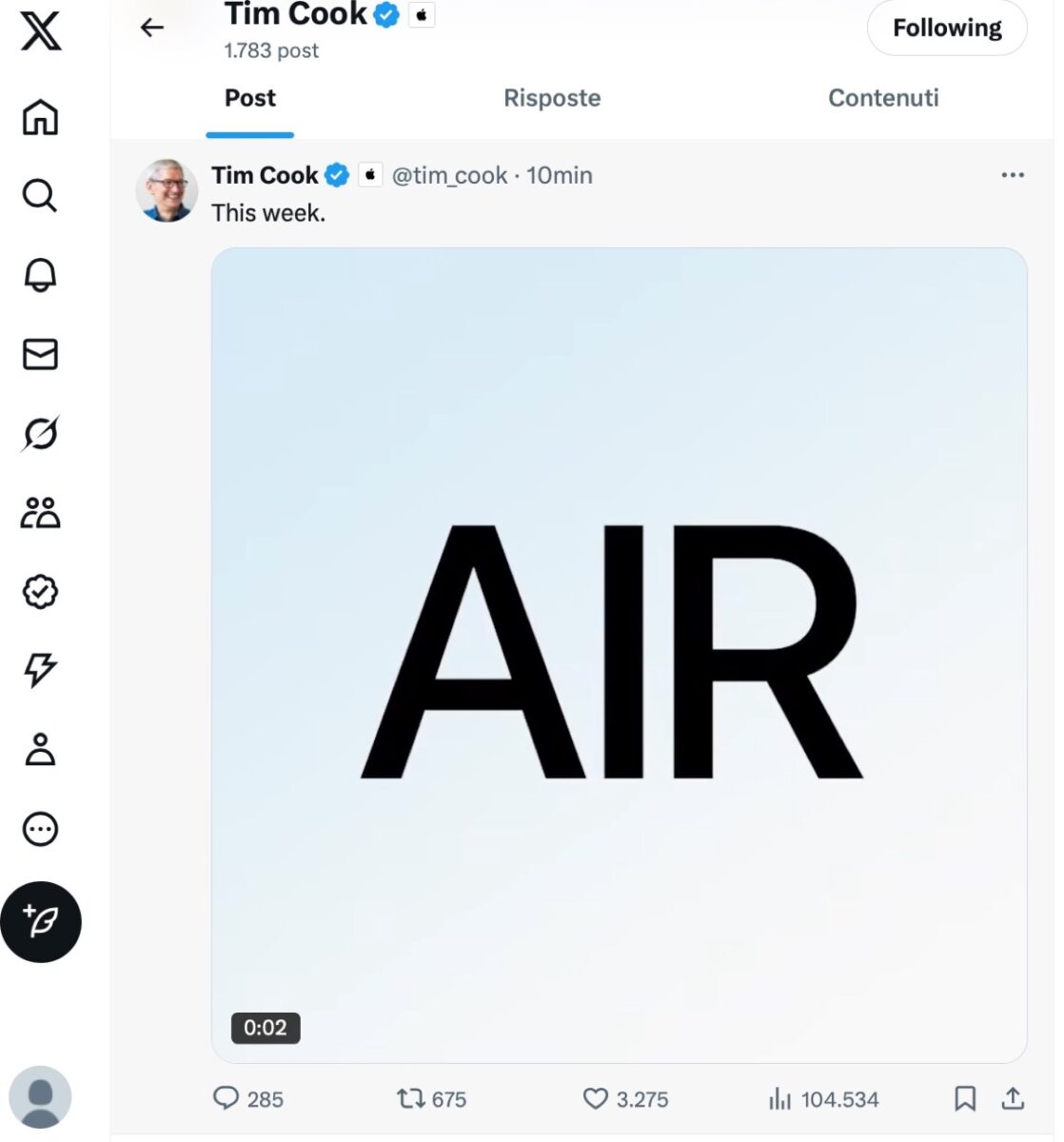 Tim Cook conferma MacBook Air 2025 in arrivo - macitynet.it