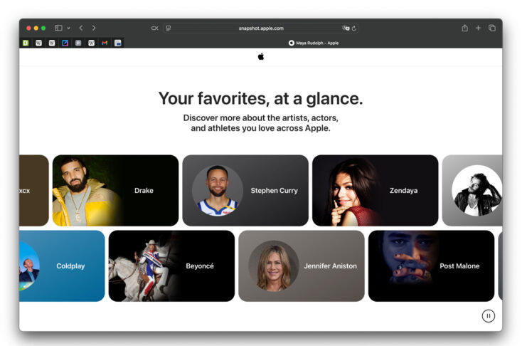 Snapshot, artisti, attori e sportivi che è possibile trovare sui servizi Apple - macitynet.it