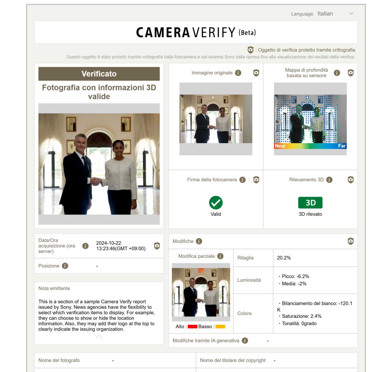Sony Camera Verify, funzione per la Camera Authenticity Solution dedicata al settore dei media - macitynet.it Sony Camera Verify, funzione per la Camera Authenticity Solution dedicata al settore dei media - macitynet.it