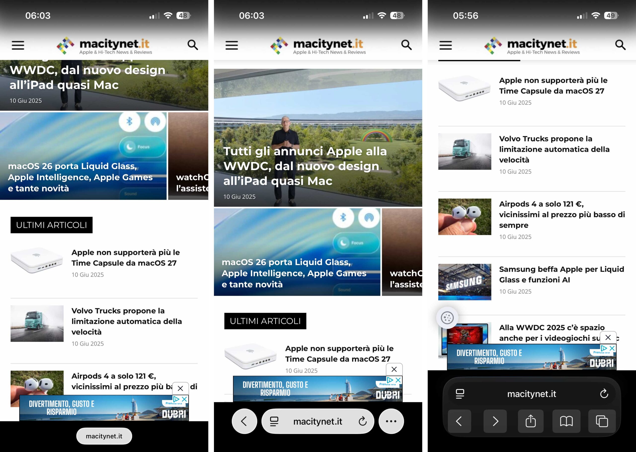 iOS 26, Safari permette di cambiare le impostazioni relative al layout - macitynet.it