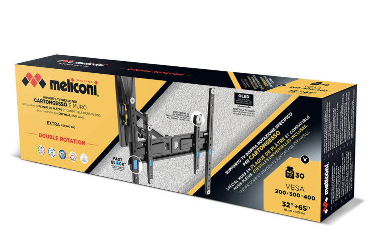 TV appesa su parete di cartongesso con il supporto Meliconi Extra 200-400 - macitynet.it