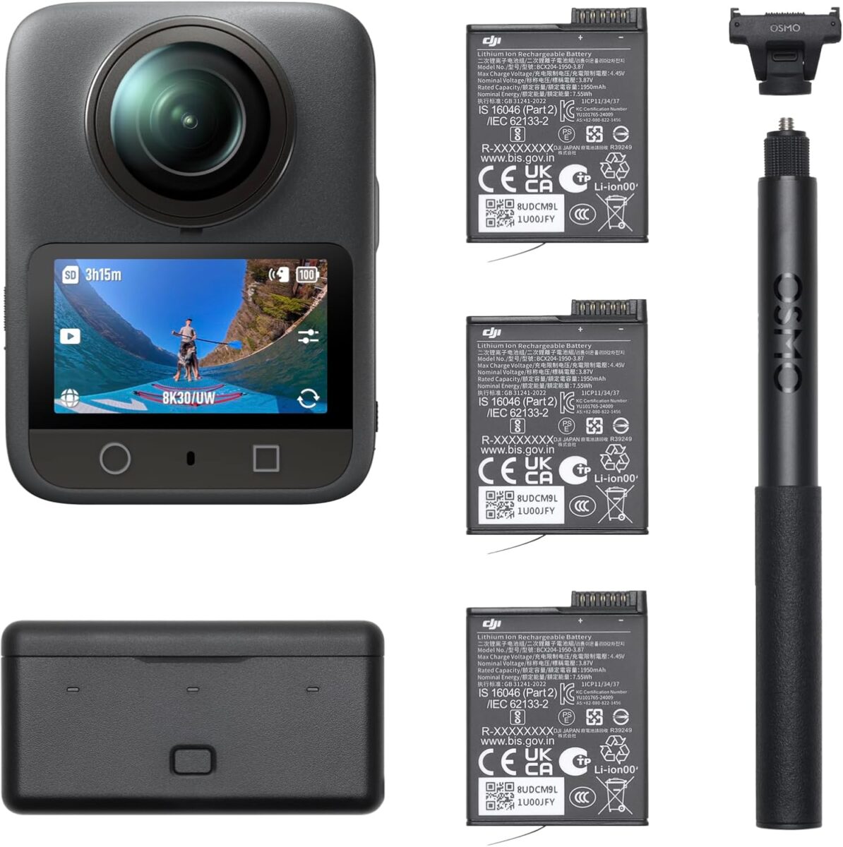 Action Cam DJI Osmo Action 6 Combo Potenziato - Sensore 1/1,1'', Video 4K, Apertura Variabile F/2.0-4.0, Impermeabile 20m