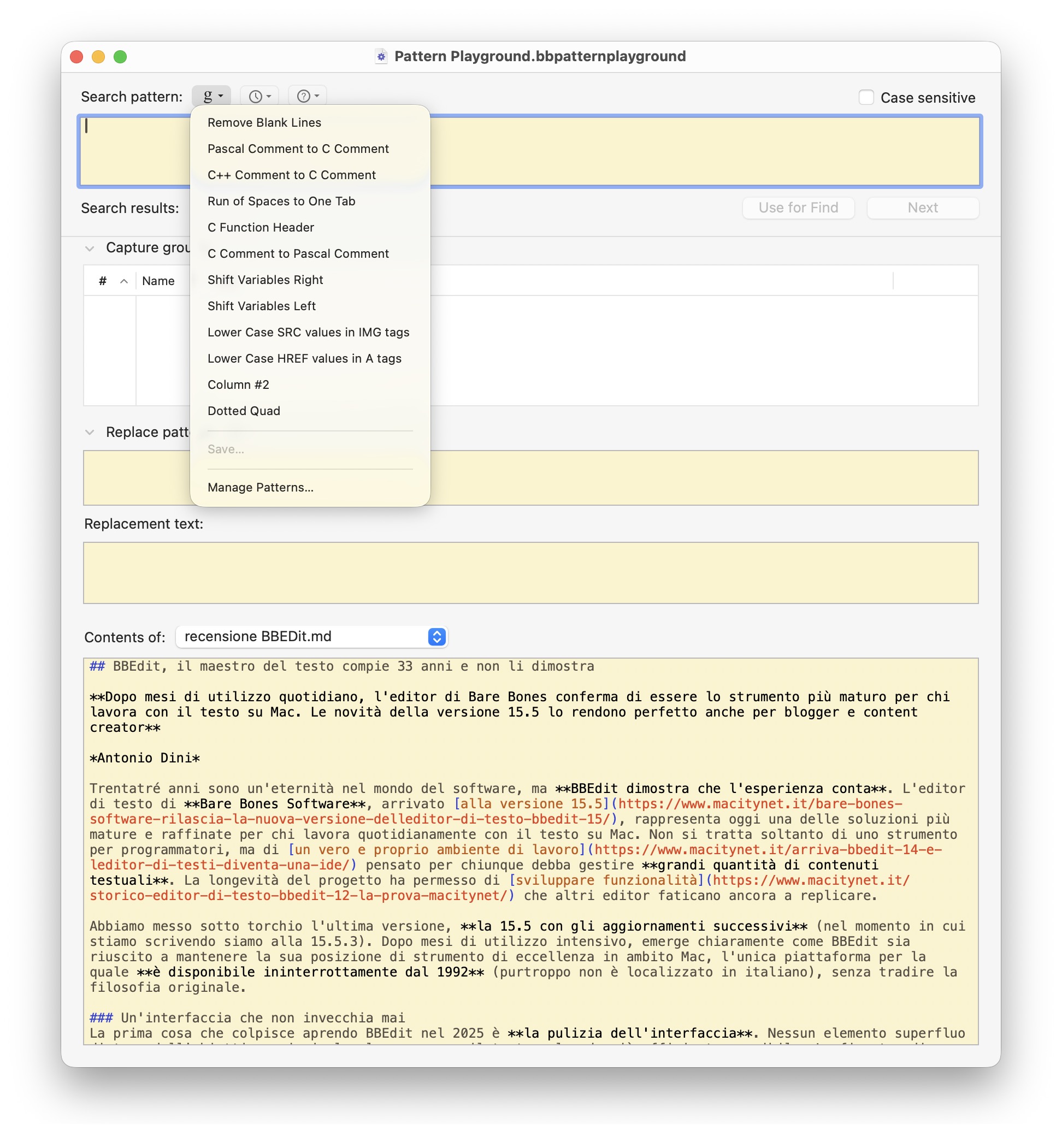 BBEdit, il maestro del testo compie 33 anni e non li dimostra - macitynet.it BBEdit, il maestro del testo compie 33 anni e non li dimostra - macitynet.it