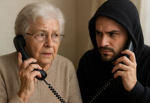 Scammer al telefono con persona anziana