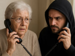 Scammer al telefono con persona anziana