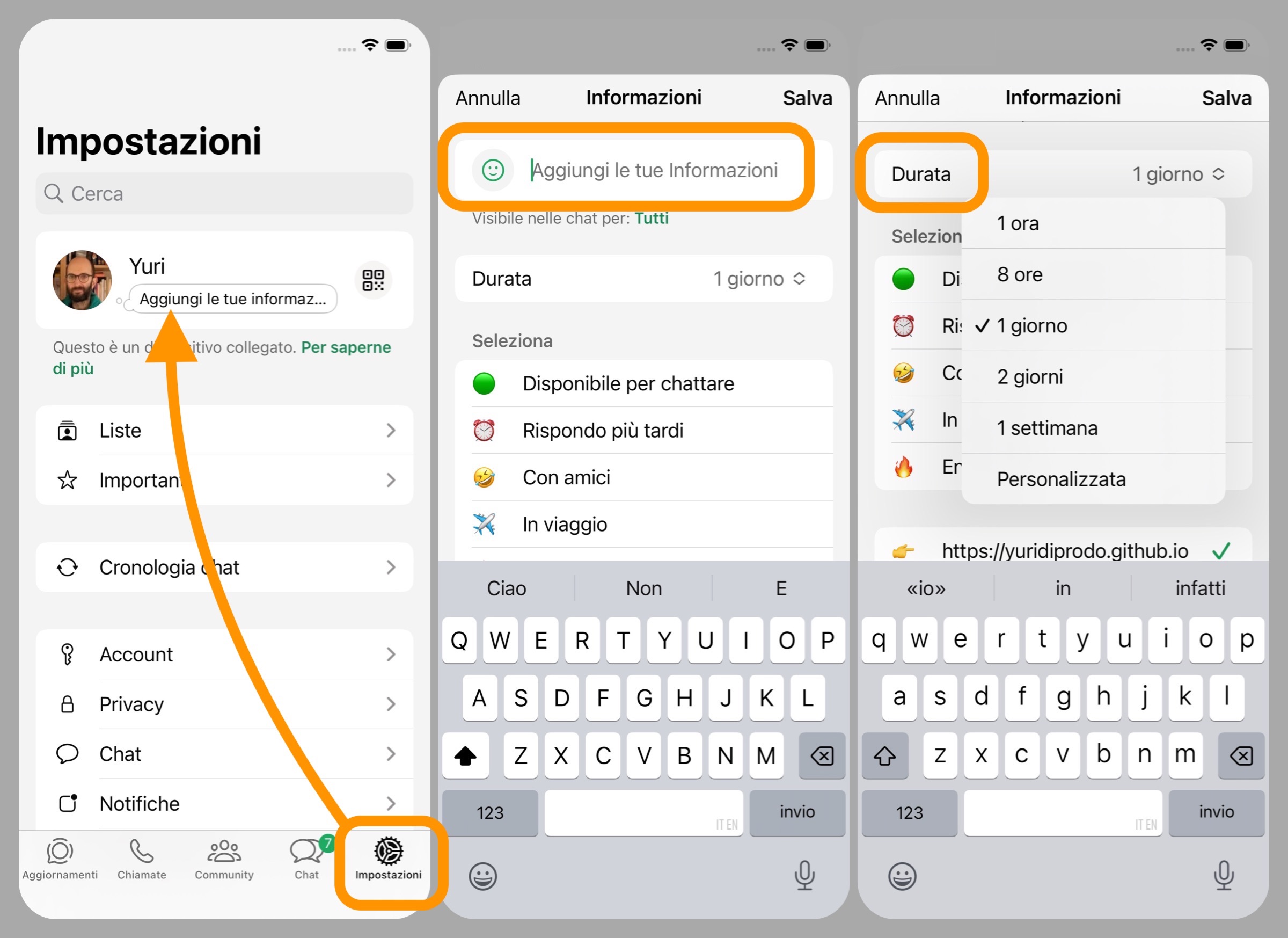 WhatsApp, come impostare uno Stato temporaneo dentro le Chat - macitynet.it WhatsApp, come impostare uno Stato temporaneo dentro le Chat - macitynet.it