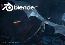 Blender 5.0 splash artwork by Juan Hernández
