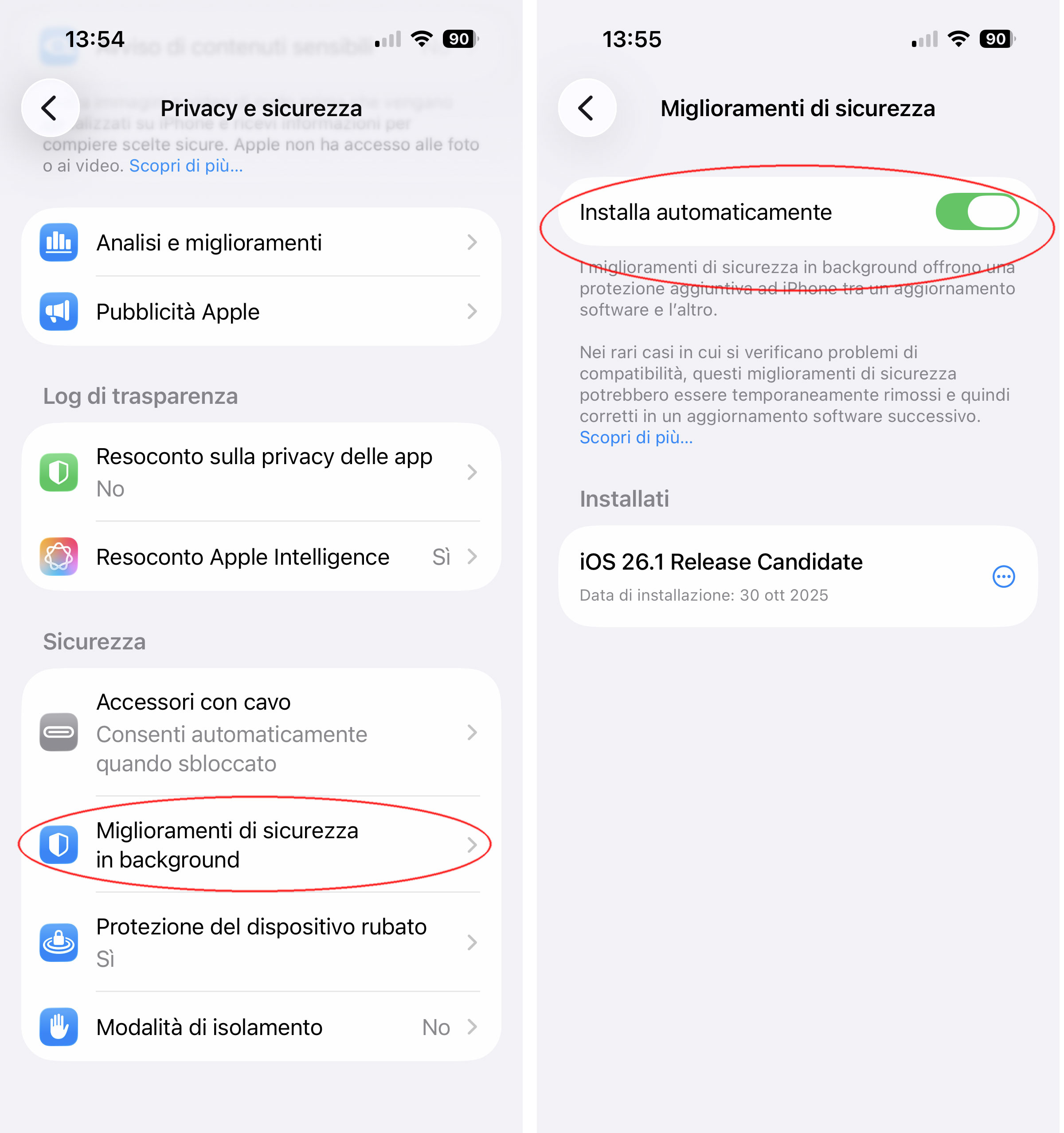 La voce Impostazione aggiornamenti in background in iOS 26.1 La voce Impostazione aggiornamenti in background in iOS 26.1