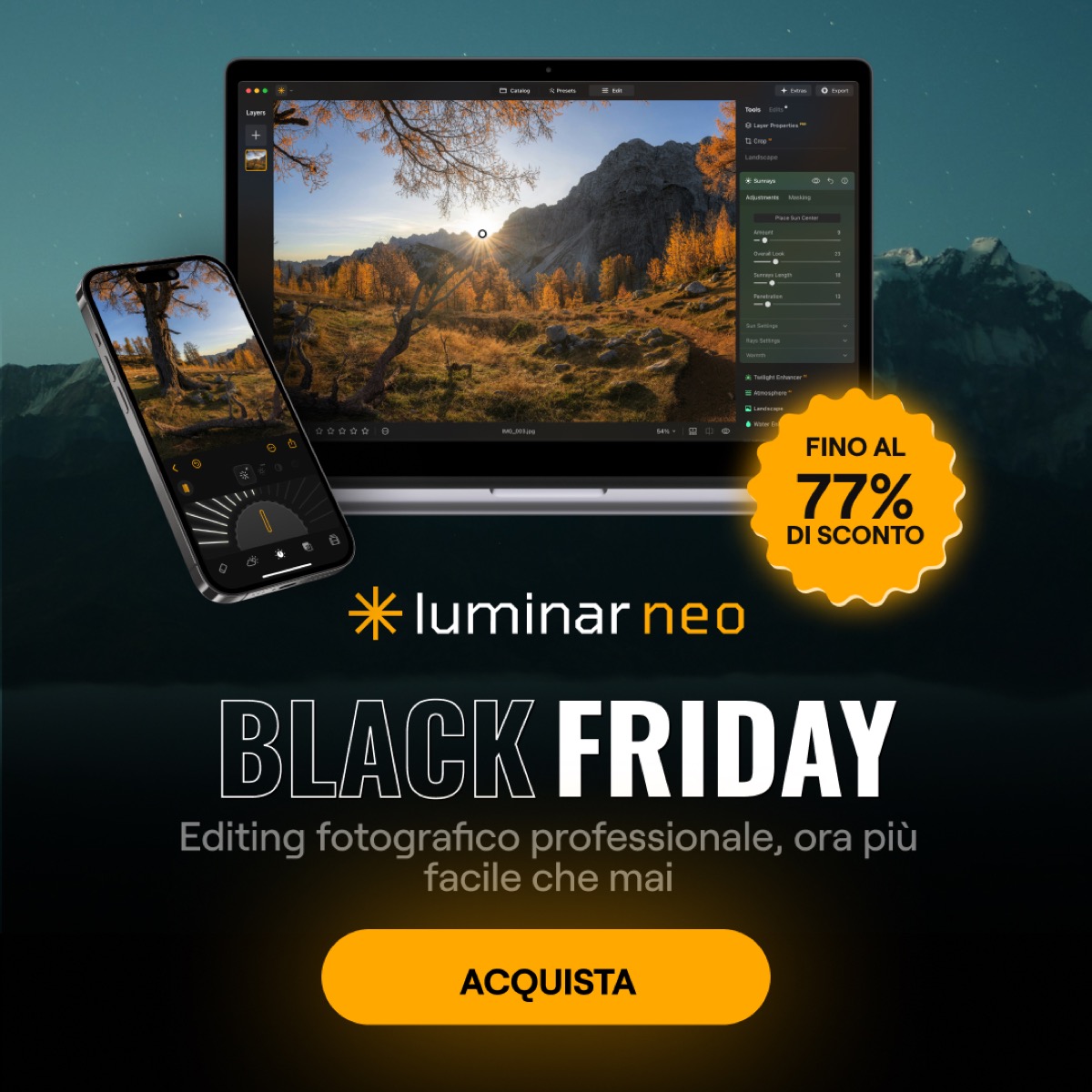 Luminar Neo, L'Ecosistema di Fotoritocco Intuitivo e Potente, in Offerta Esclusiva Black Friday con il 77% di Sconto - macitynet.it Luminar Neo, L'Ecosistema di Fotoritocco Intuitivo e Potente, in Offerta Esclusiva Black Friday con il 77% di Sconto - macitynet.it