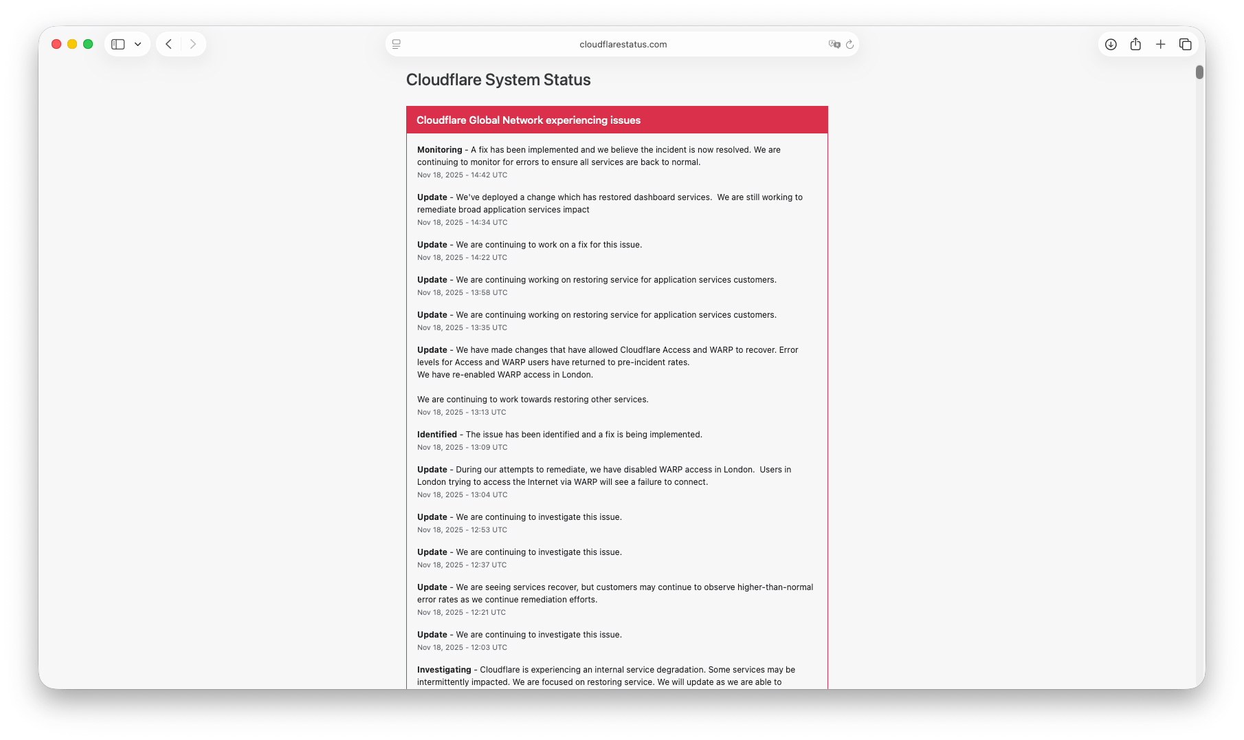 System status Cloudflare System status Cloudflare