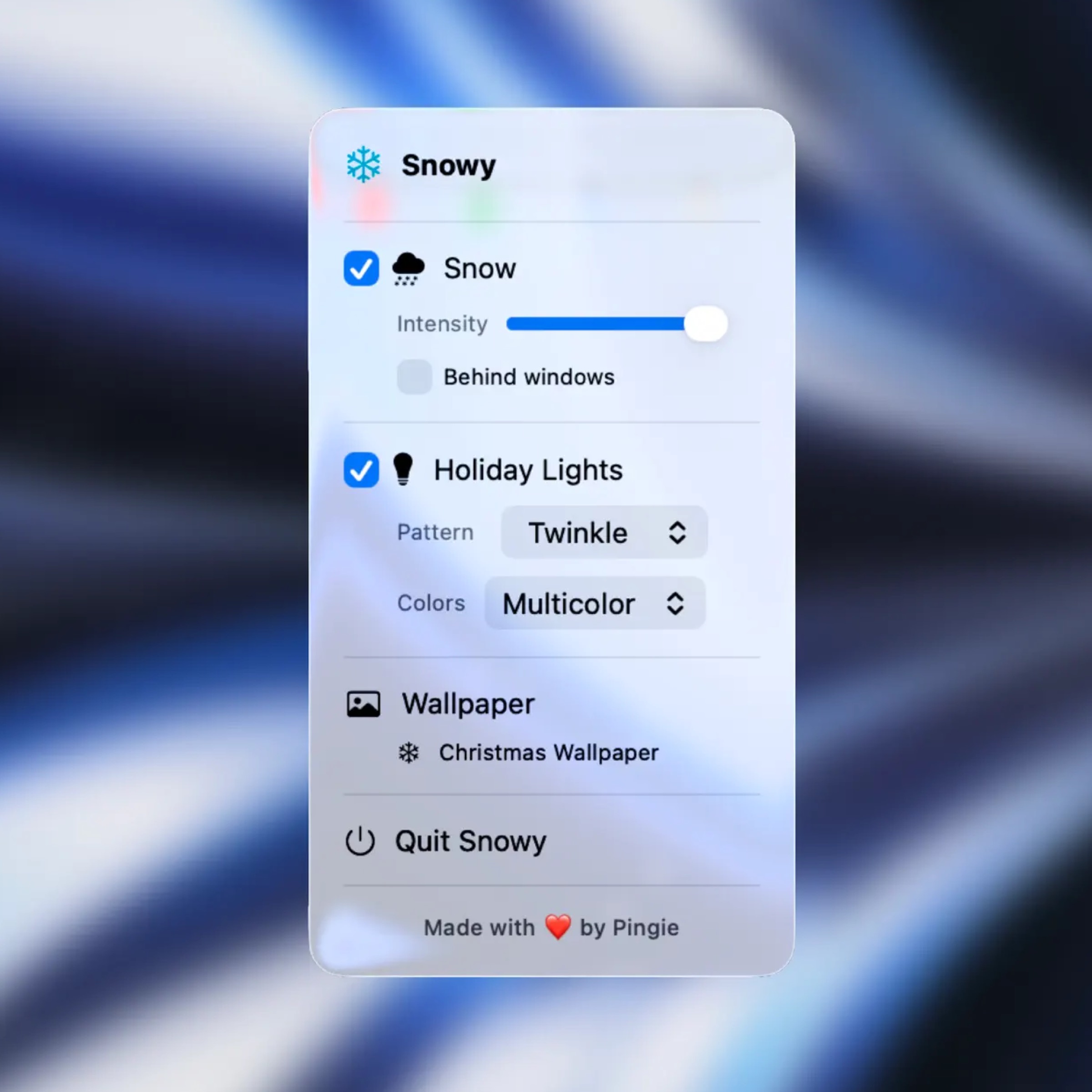 Snowy fa brillare il Mac con luci di Natale e neve da sogno - macitynet.it Snowy fa brillare il Mac con luci di Natale e neve da sogno - macitynet.it