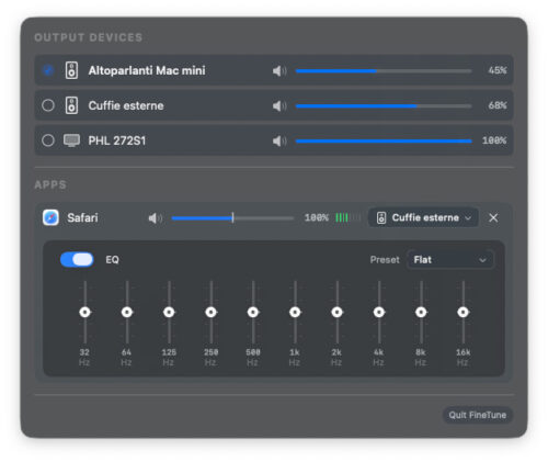 Finetuner FineTuner, equalizzatore e mixer gratuito per instradare e gestire l ...