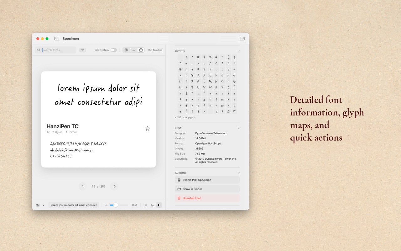 Con Specimen per Mac scegliere il Font giusto è un gioco da ragazzi: sconto 2,50 $ - macitynet.it Specimen per Mac, interfaccia del font manager per organizzare e confrontare i caratteri