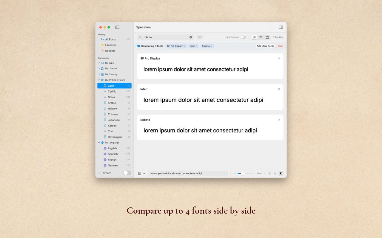 Con Specimen per Mac scegliere il Font giusto è un gioco da ragazzi: sconto 2,50 $ - macitynet.it Confronto tra font su Mac con Specimen
