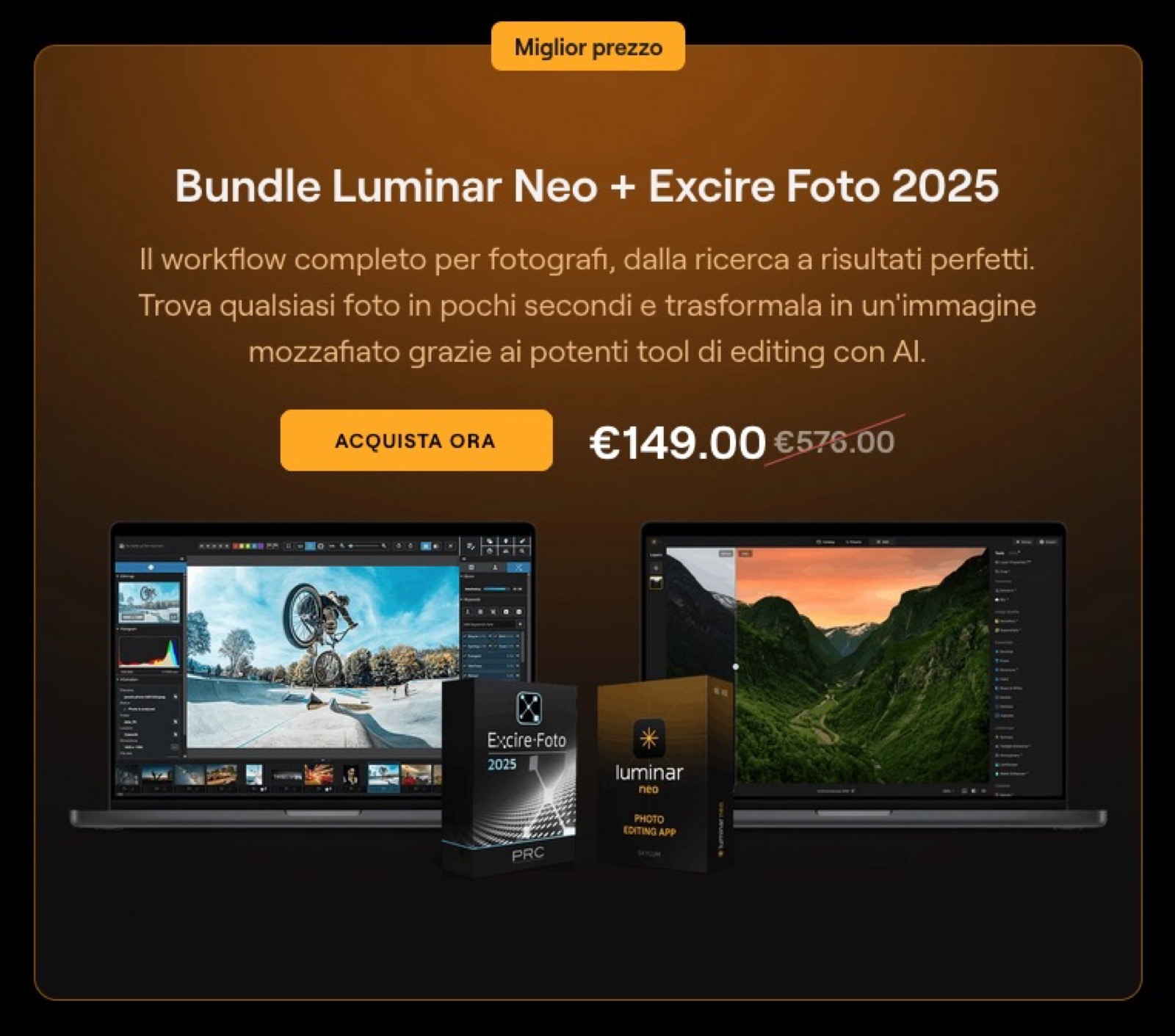 Sconto Luminar Neo + Excire Foto 2025: workflow fotografico completo senza abbonamenti. Ultimi giorni - macitynet.it Sconto Luminar Neo + Excire Foto 2025: workflow fotografico completo senza abbonamenti. Ultimi giorni - macitynet.it