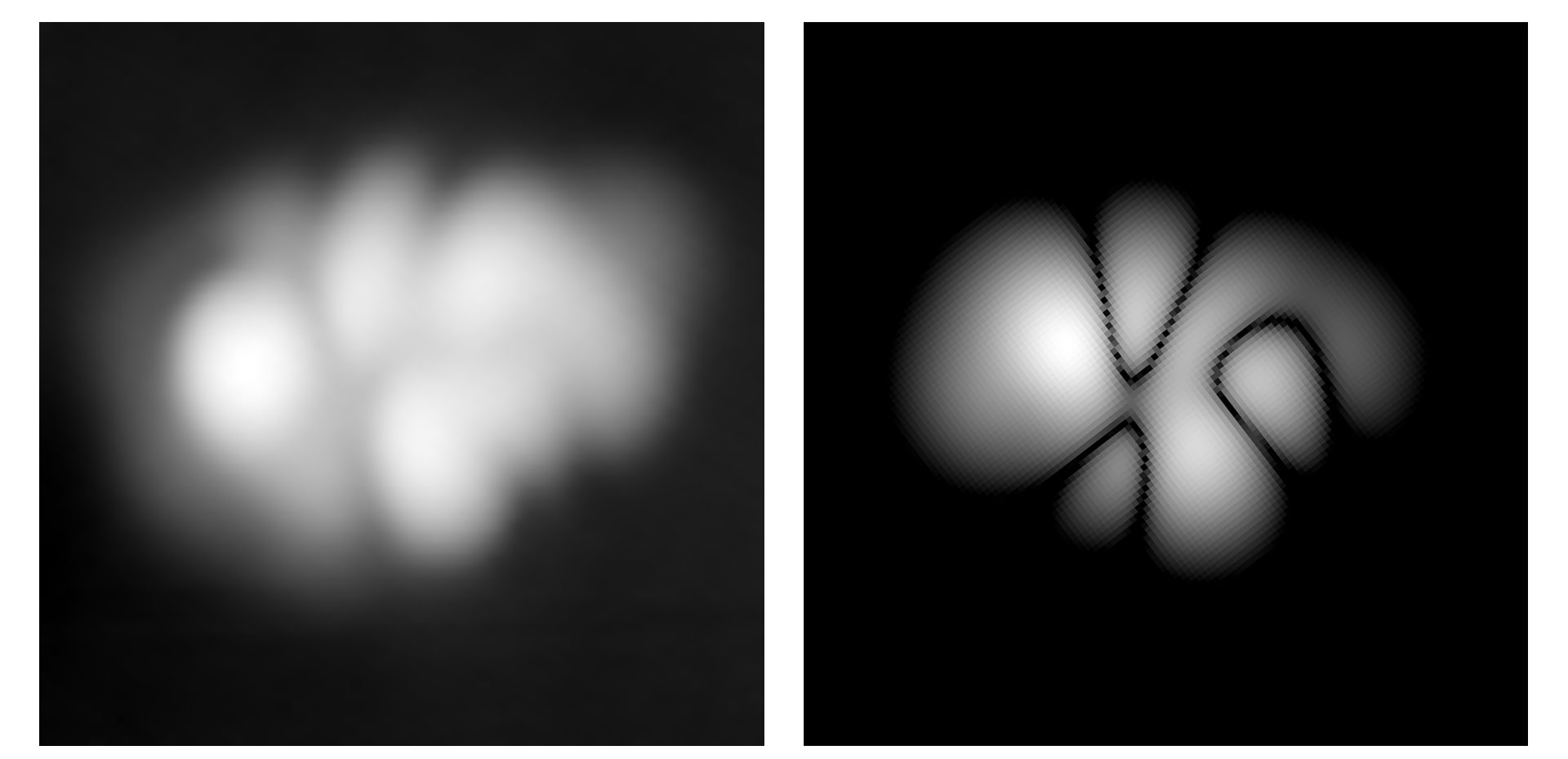 Visualizzazione della densità orbitale elettronica della molecola half-Möbius realizzata nei laboratori IBM