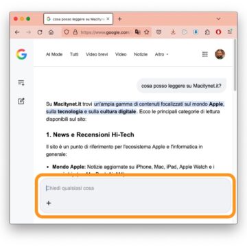 Google AI Mode a portata di dito con questa scorciatoia - macitynet.it
