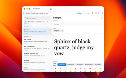 Con FontPeek confrontare i font su Mac è facilissimo