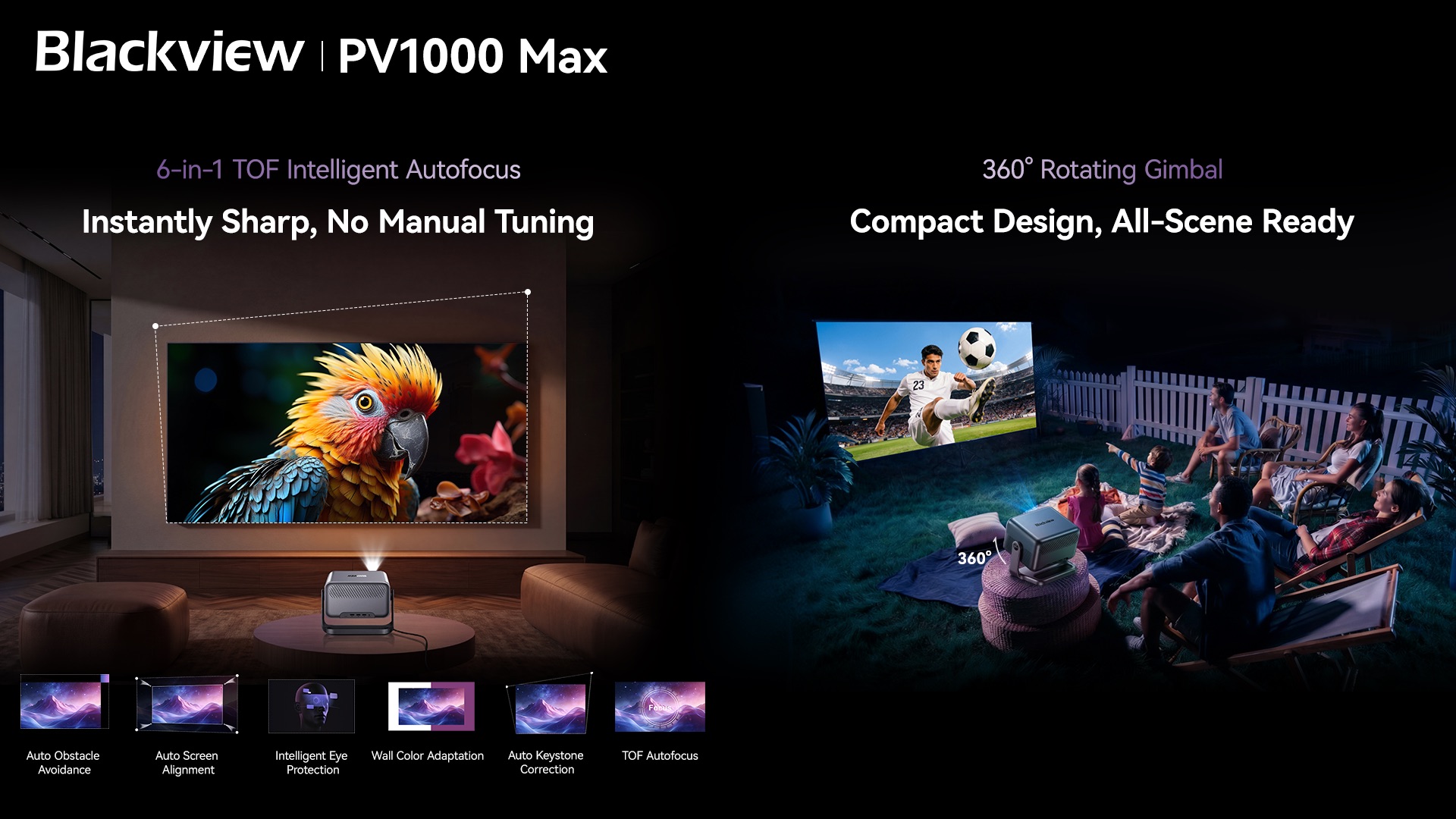 Proiezione senza limiti: Blackview PV1000 Max (1000 ANSI Lumen e Gimbal a 360°) in offerta a 269€ - macitynet.it Proiezione senza limiti: Blackview PV1000 Max (1000 ANSI Lumen e Gimbal a 360°) in offerta a 269€ - macitynet.it