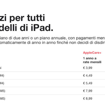 Apple ha aumentato i prezzi di AppleCare+ - macitynet.it