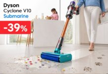 Dyson Cyclone V10 Submarine aspira e lava, il prezzo scende del 39% Dyson Cyclone V10 Submarine aspira e lava, il prezzo scende del 39% - macitynet.it