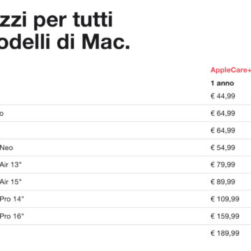 Apple ha aumentato i prezzi di AppleCare+ - macitynet.it