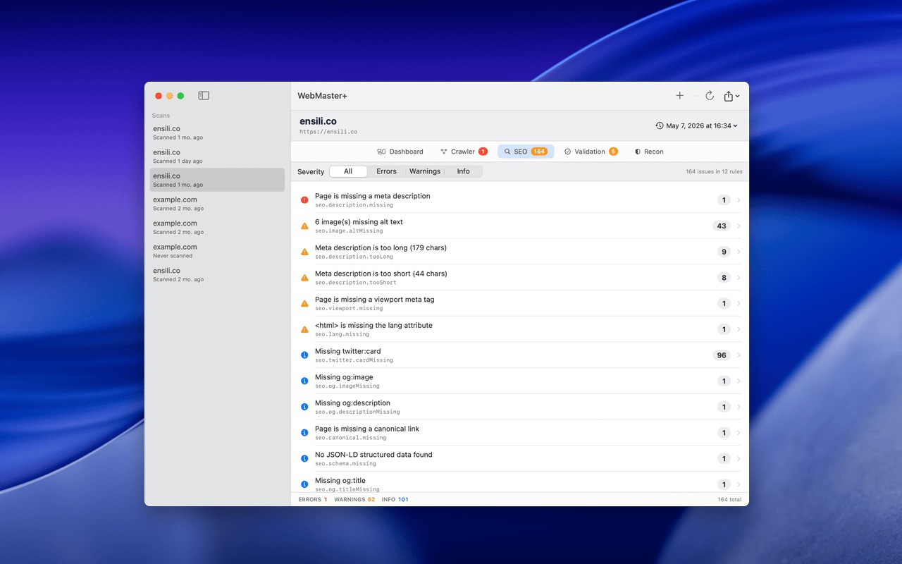 Perché usare WebMaster+ per analizzare un sito web dal Mac - macitynet.it Perché usare WebMaster+ per analizzare un sito web dal Mac - macitynet.it