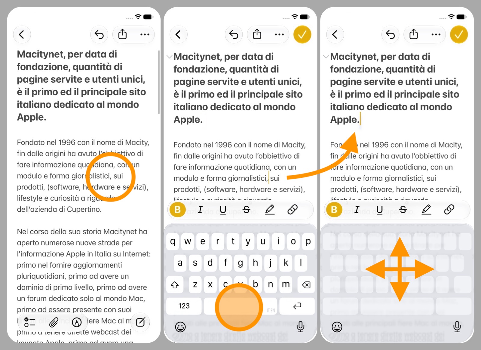 Selezionare il testo su iPhone: il trucco con un dito - macitynet.it Selezionare il testo su iPhone: il trucco con un dito - macitynet.it