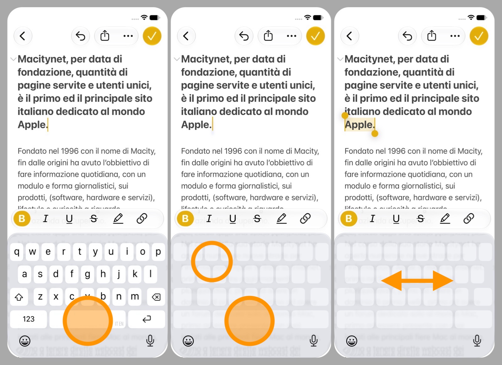 Selezionare il testo su iPhone: il trucco con un dito - macitynet.it Selezionare il testo su iPhone: il trucco con un dito - macitynet.it